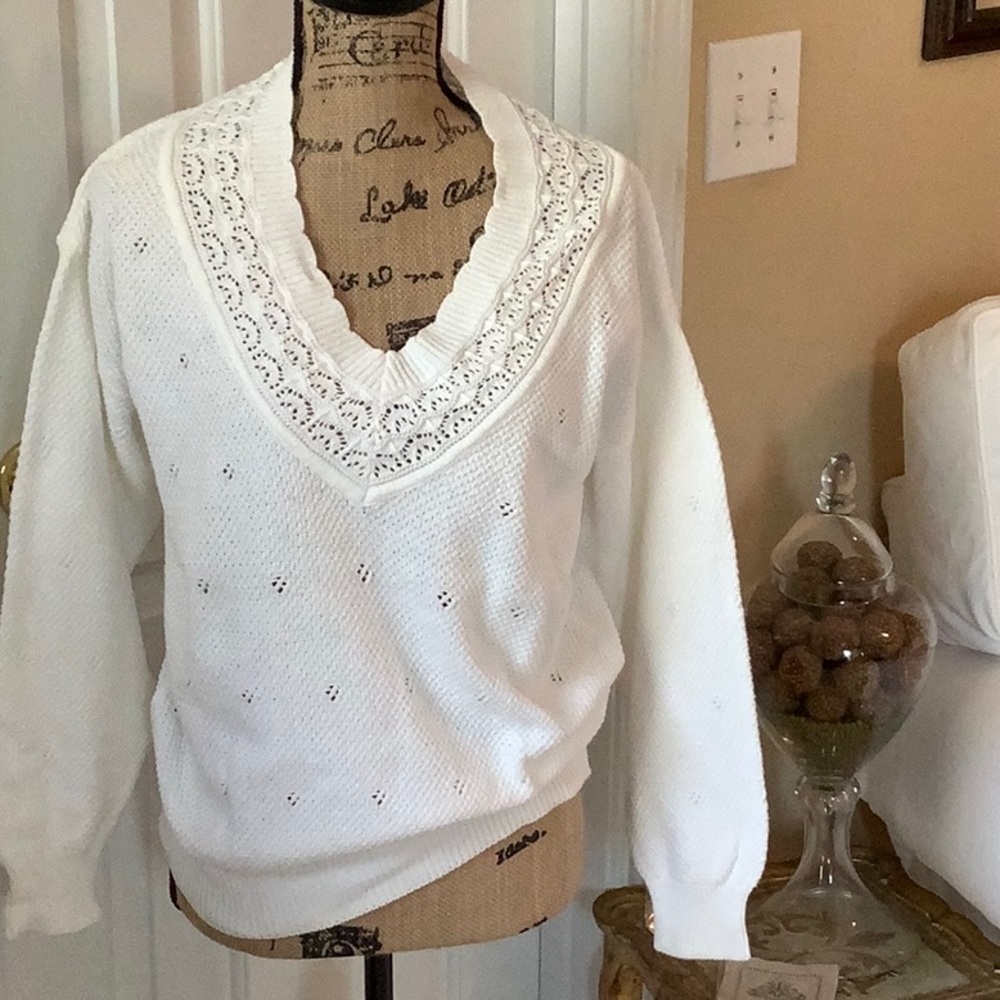 Perfectly White Vintage Tennis Sweater